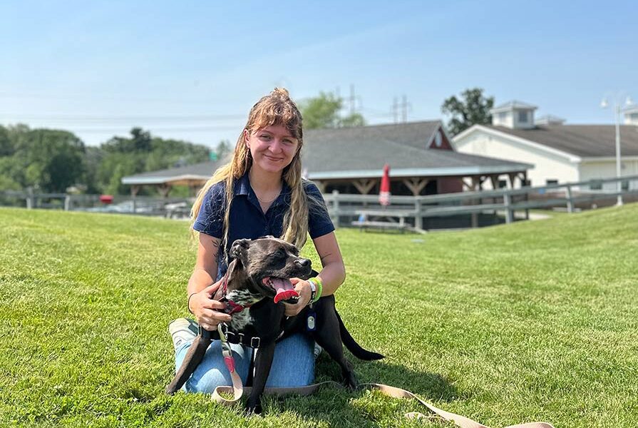 Behavior staff and dog
